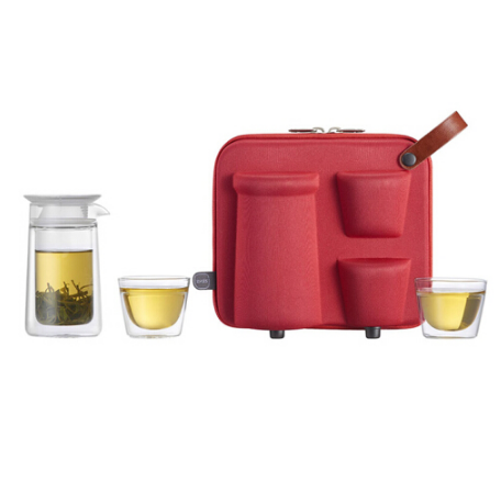 哲品便攜玻璃茶杯功夫茶具套裝月影隨身裝中秋禮品 商務(wù)禮品