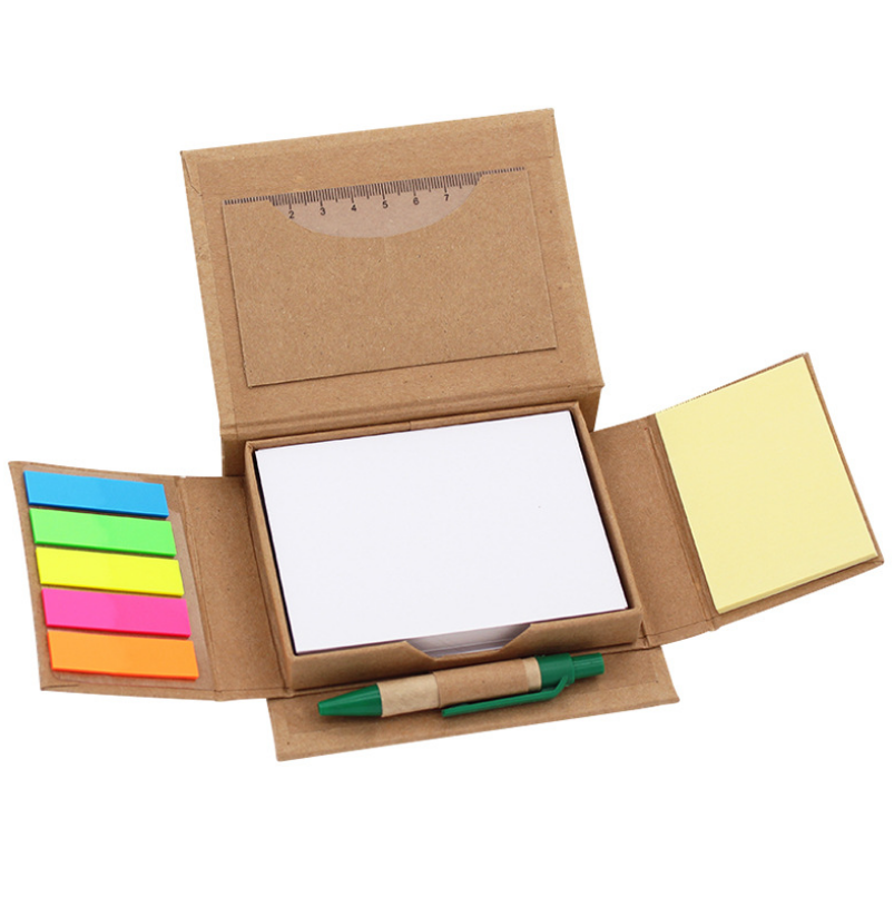 便簽盒翻蓋牛皮紙便利貼定制彩色PET書簽帶尺筆 活動小禮品