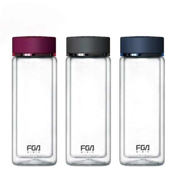 富光玻璃杯雙層帶蓋茶杯耐熱防燙杯子  玻璃杯禮品定制