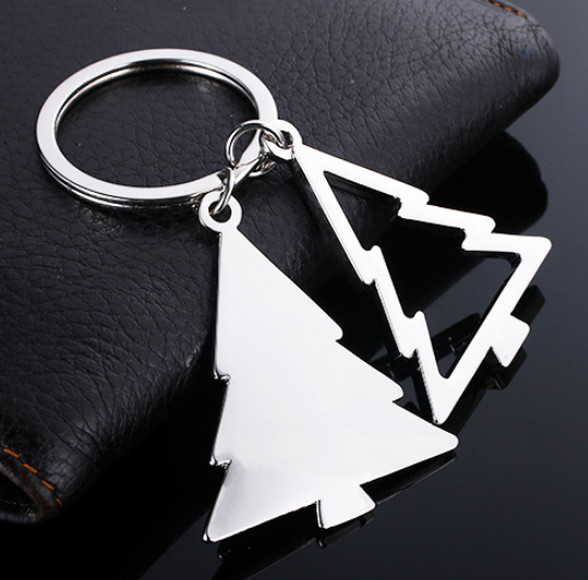 金屬圣誕樹型鑰匙扣汽車鑰匙扣促銷禮品掛件 圣誕鑰匙扣定制