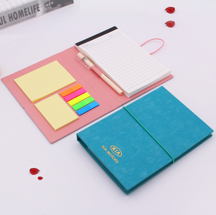 便簽本PU商務(wù)磁扣帶筆組合便利貼印刷logo記事貼 筆記本定制