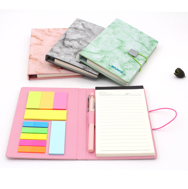 便簽本新款PU大理石紋封面組合便利貼定制logoN次貼 展會禮品