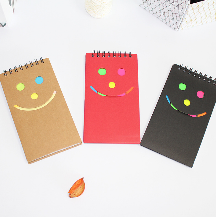 定制笑臉線圈便簽本可印刷logo創(chuàng)意便利貼 展會活動小禮品定制