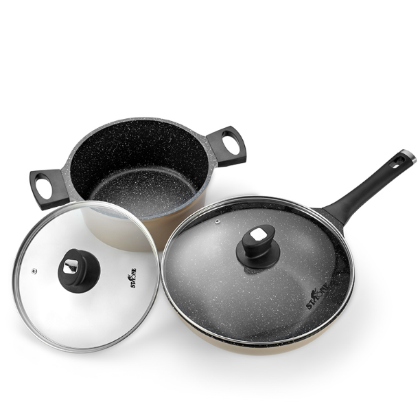 司頓麥飯石不沾鍋兩件套不銹鋼玻璃蓋爐灶通用 活動(dòng)福利禮品