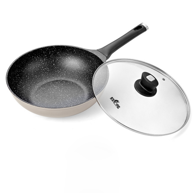 德國司頓新鋁合金30CM麥飯石色鋁鑄不粘鍋爐灶通用 福利禮品