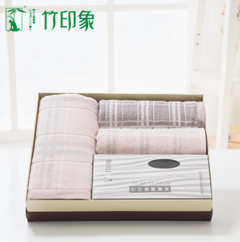 竹印象溫馨毛巾套裝禮盒浴巾1條毛巾2條男女襪各2雙 福利禮品
