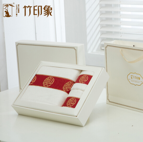 竹印象竹纖維五福臨門浴室三件套毛巾2條浴巾1條 企業(yè)年會禮品