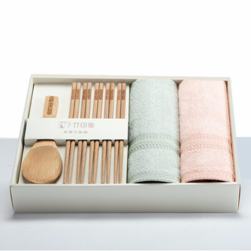 竹纖維家和萬事興禮盒毛巾2條竹餐具1套 企業(yè)福利禮品團購定制