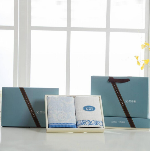 竹纖維毛巾禮盒青花瓷兩件套毛巾1條方巾1條  員工福利禮品團購