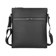 PLOVER 真皮男士商務(wù)單肩包 頭層牛皮 黑色 禮品定制