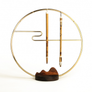 金屬山水圓形毛筆架 筆掛鐵合金8針毛筆文房筆掛 禮品定制