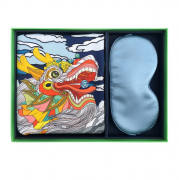 端午節(jié)原創(chuàng)絲巾眼罩兩件套 桑蠶絲斜紋綢工藝絲巾 組合禮品套裝